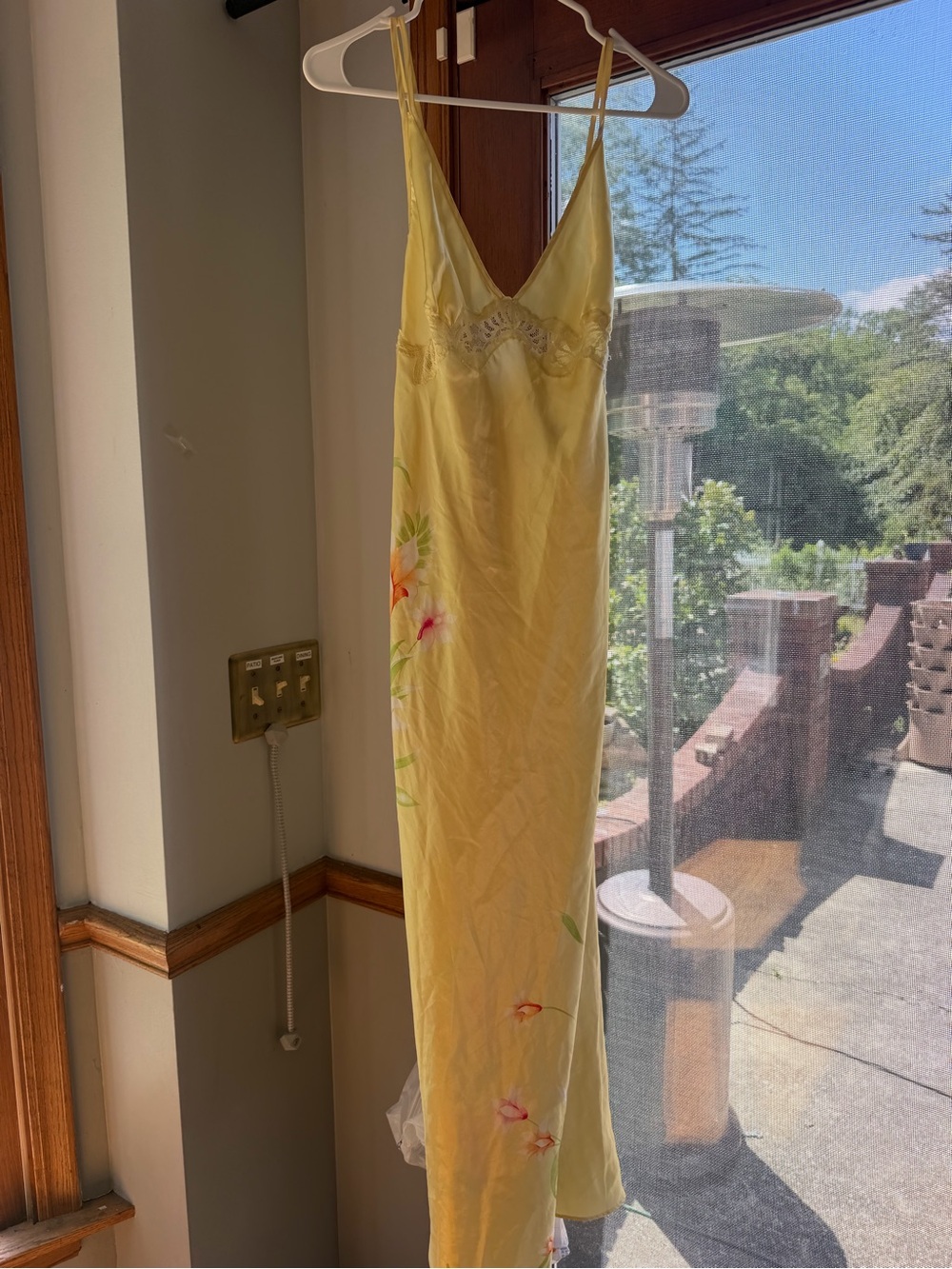 Valerie Stevens Pale Yellow Floral Maxi Slip Dress